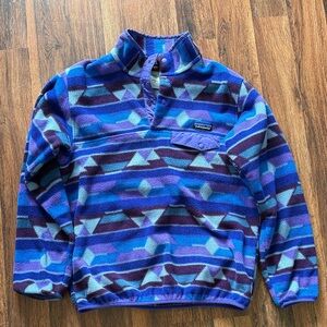 Patagonia Purple & Blue Geometric Snap-T Fleece Pullover